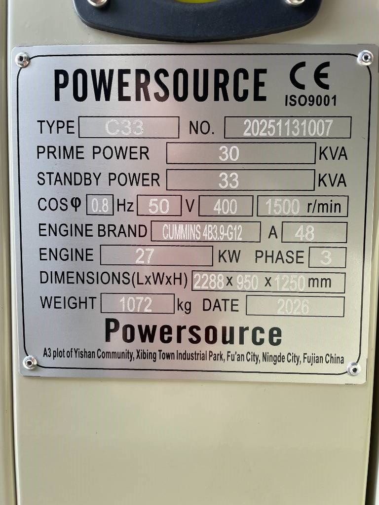 Cummins 4B3.9-G12 - 33 kVA Generator - DPX-19830.1