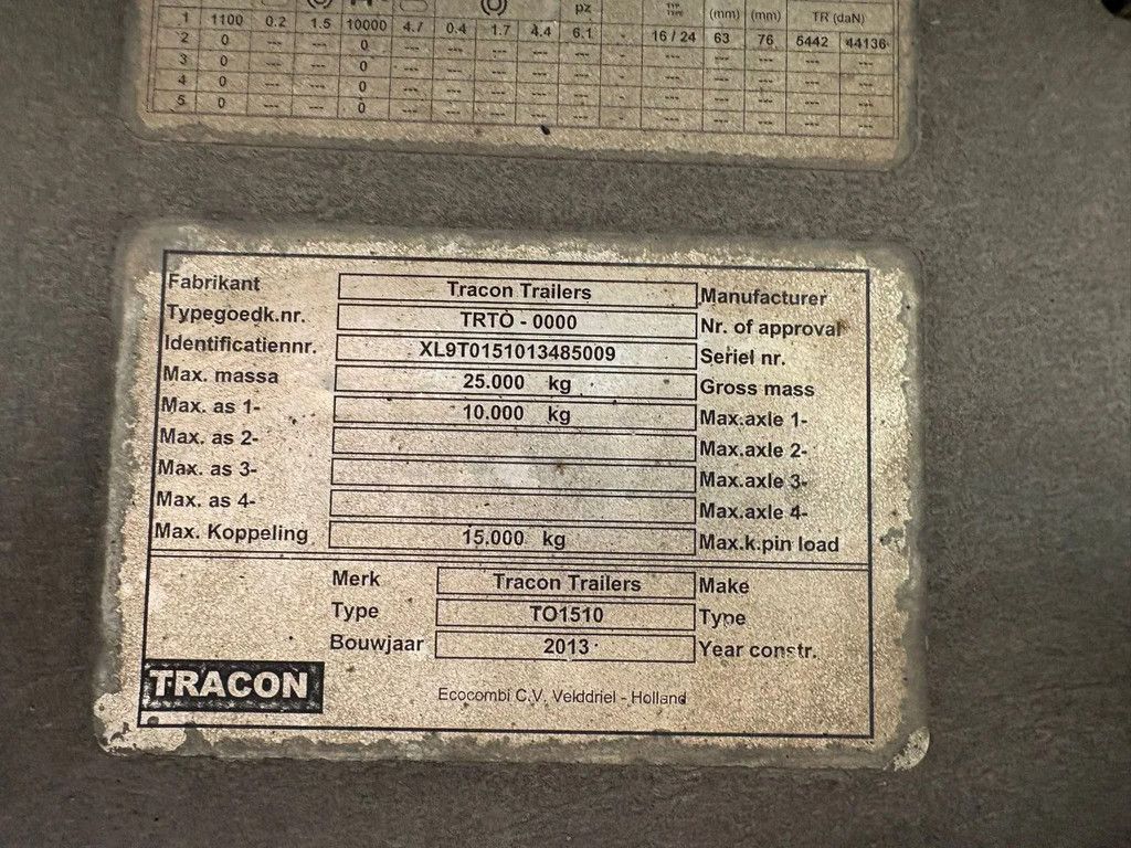 Tracon 10.5M City Stuuras 2.5T LBW Zijdeur Stuuras APK/TUV 6-2026 Hardhouten vloer Gegalvaniseerd