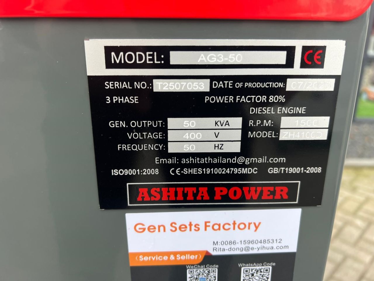 Nieuwe ASHITA AG3-50 diesel generator 50 KVA