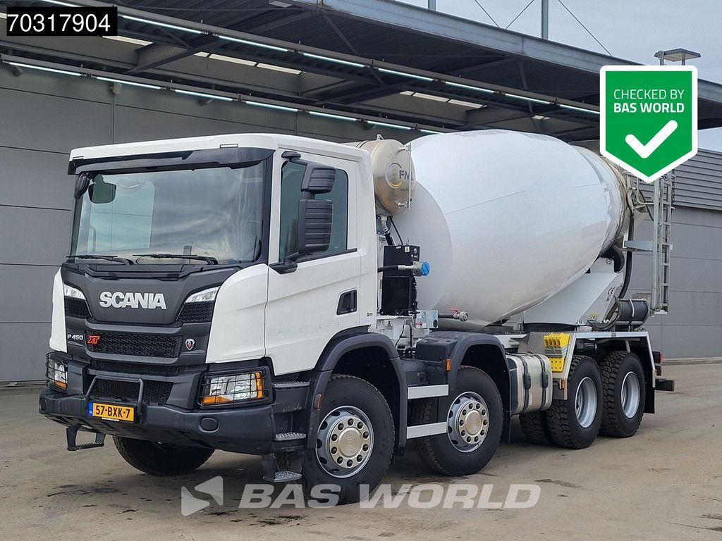 Scania P P450 8X4 LIKE NEW NL-truck FML 10m3 mixer Steelsuspension Automatic Euro 6
