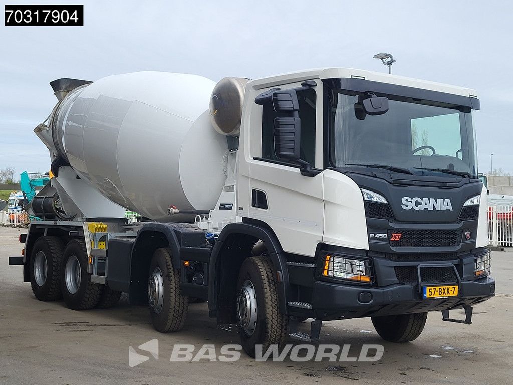 Scania P P450 8X4 LIKE NEW NL-truck FML 10m3 mixer Steelsuspension Automatic Euro 6
