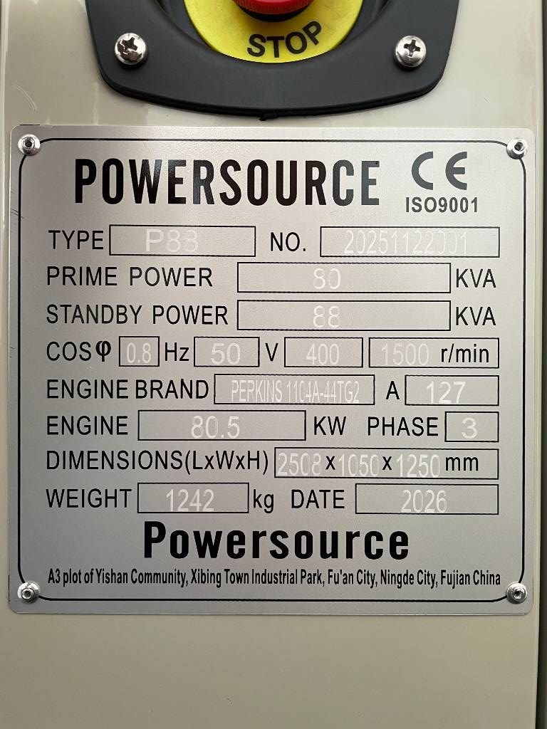 Perkins 1104A-44TG2 - 88 kVA Generator - DPX-19805