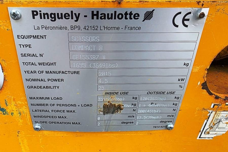 Haulotte Compact 8 Electric, 8.2m Working Height, 350kg Cap
