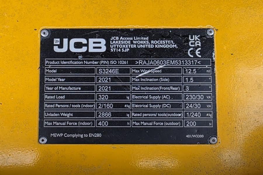 JCB S3246E Electric, 12m Working Height, 320kg Capacit