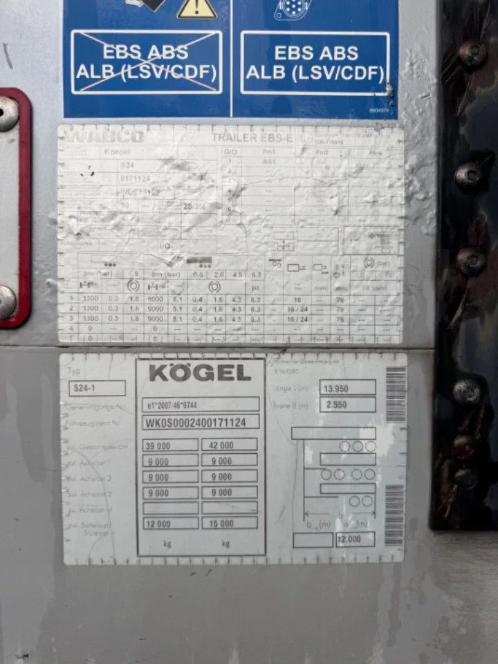 Kögel **BELGIAN TRAILER-SAF AXXLES-SLIDING ROOF**