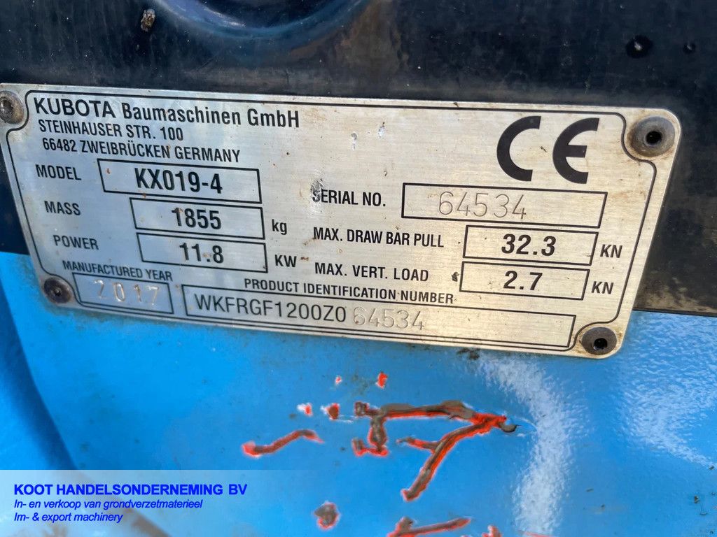 Kubota Kx 019-4 5 Buckets 1700 uur!