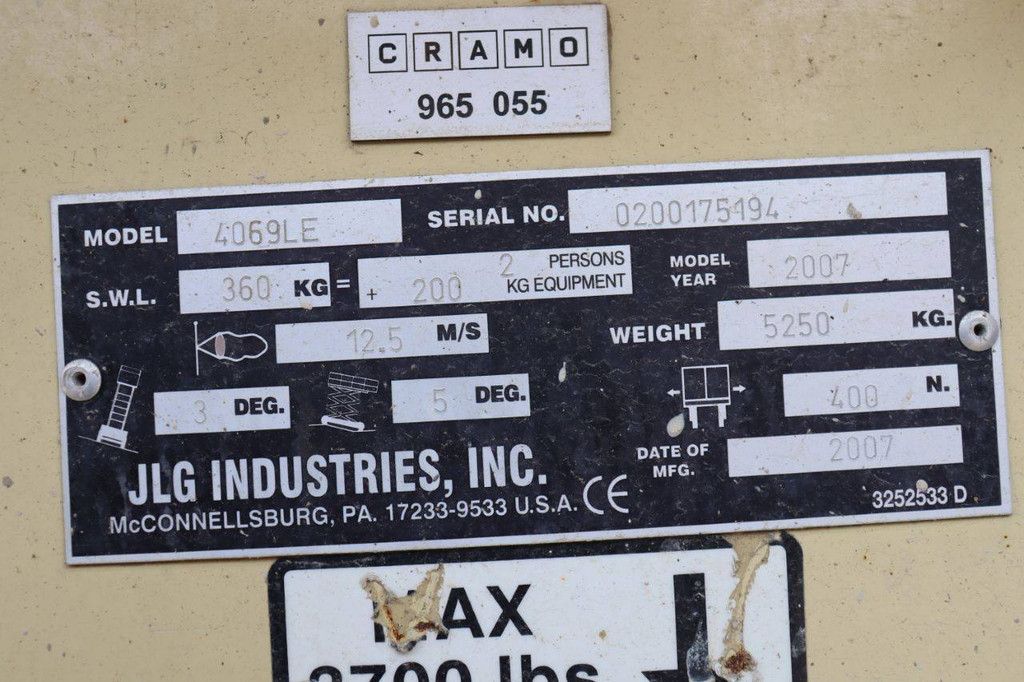 Scissor lift JLG 4069LE Electric 14.19 2007