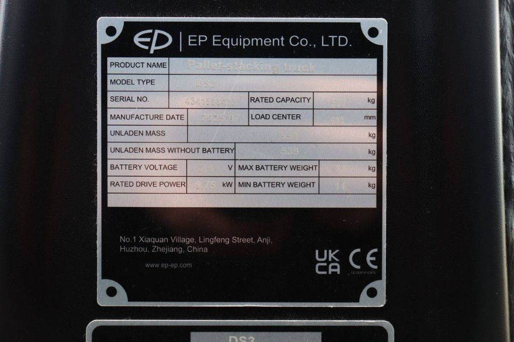 Stacker EP Equipment DS3 Electric 1500kg 3.6m 2025 New