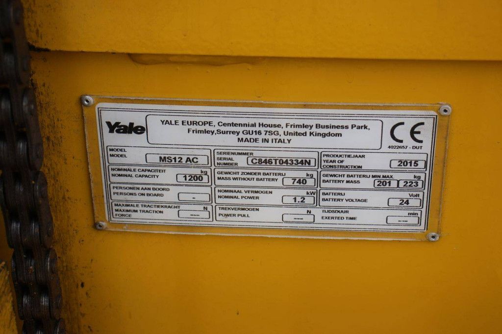 Stapler Yale MS12 AC Elektro 1200kg 2015