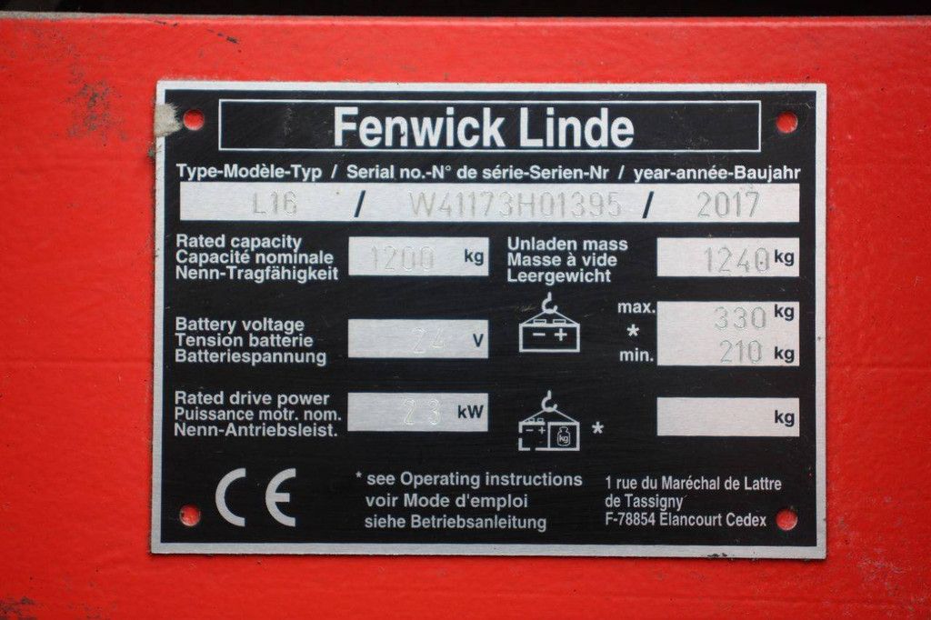 Linde L16 Elektrostapler 1200 kg 3,83 m 2017