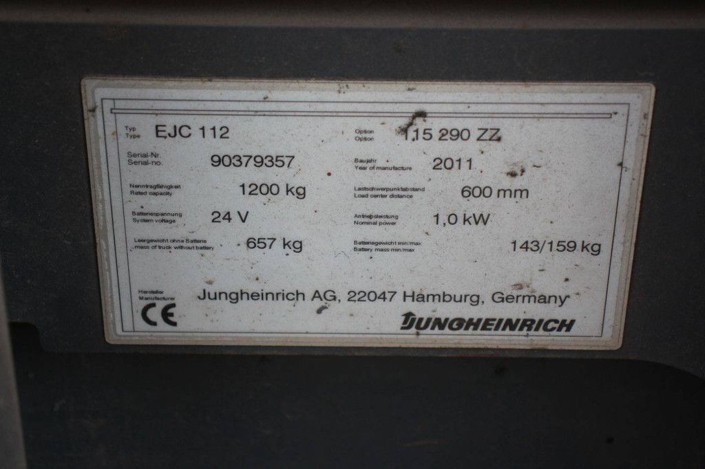 Stapler Jungheinrich EJC 112 Elektro 1200 kg 2,9 m 2011