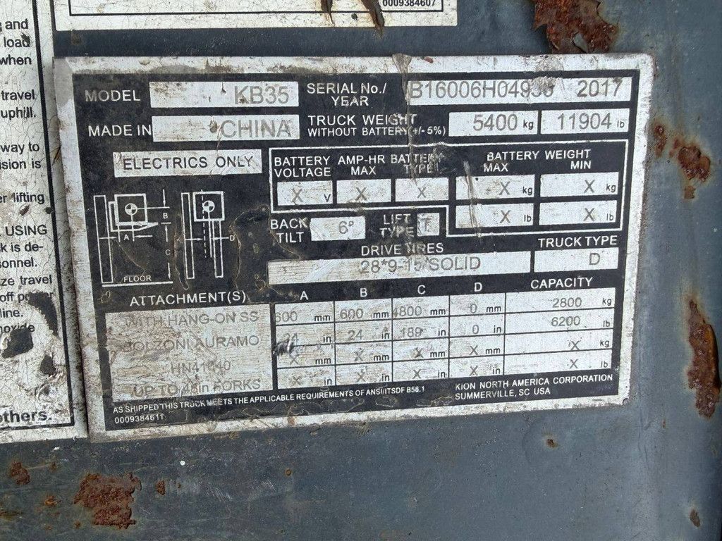 Forklift Baoli KB35 Diesel 2800kg 4.8m 2017