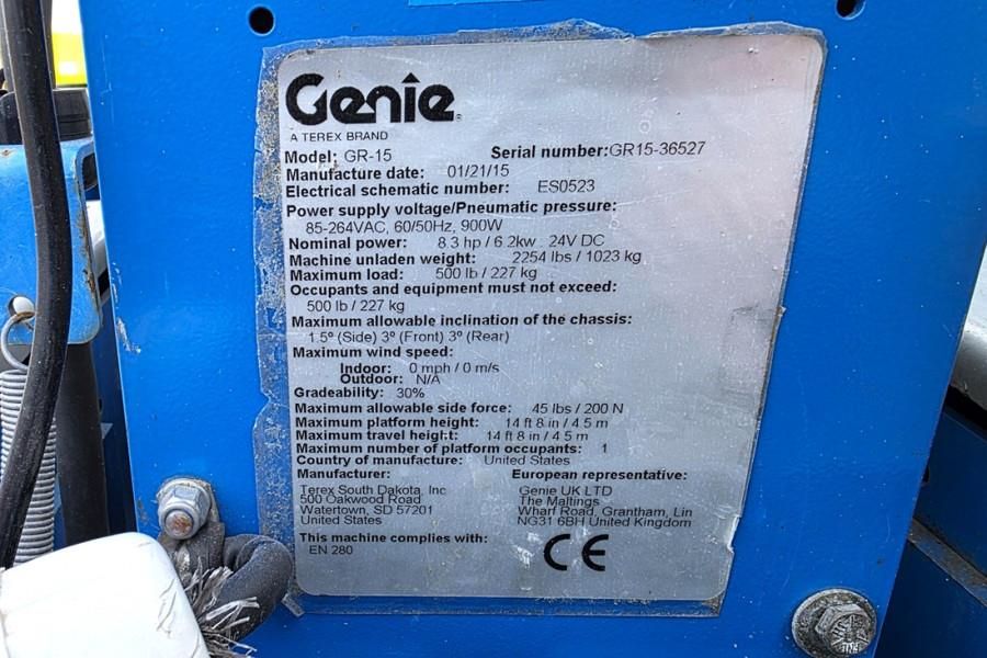 Genie GR15 Electric, 6.5m Working Height, 227kg Capacity