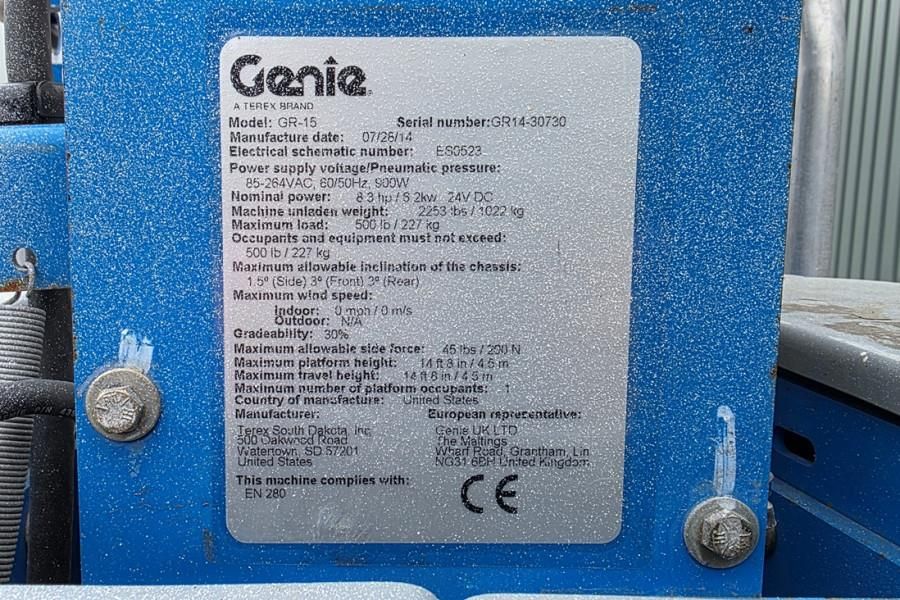 Genie GR15 Electric, 6.5m Working Height, 227kg Capacity