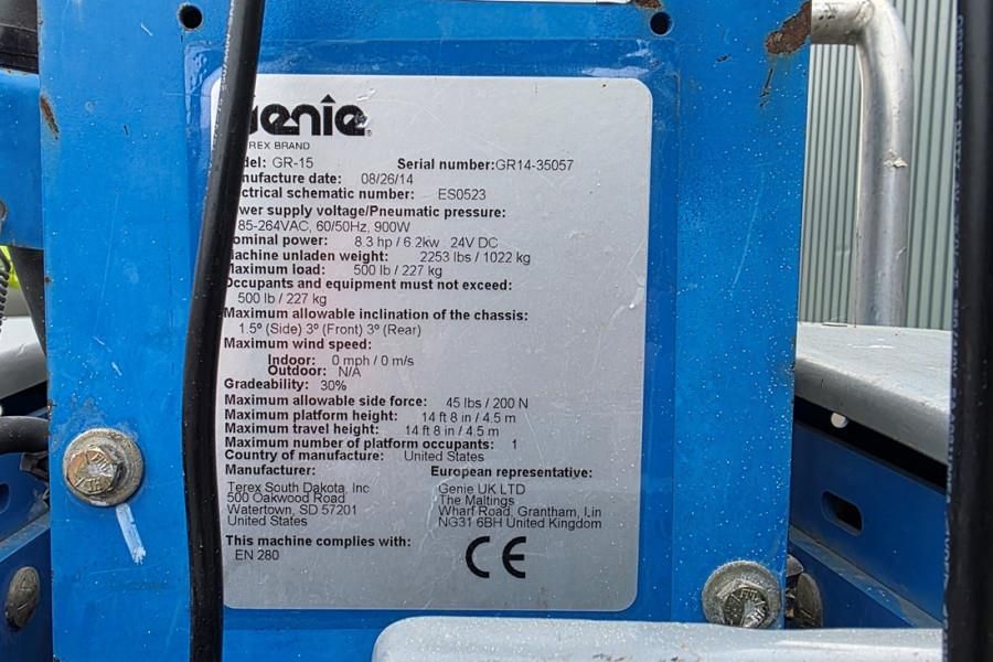 Genie GR15 Electric, Batteries 2024, 6.5m Working Height