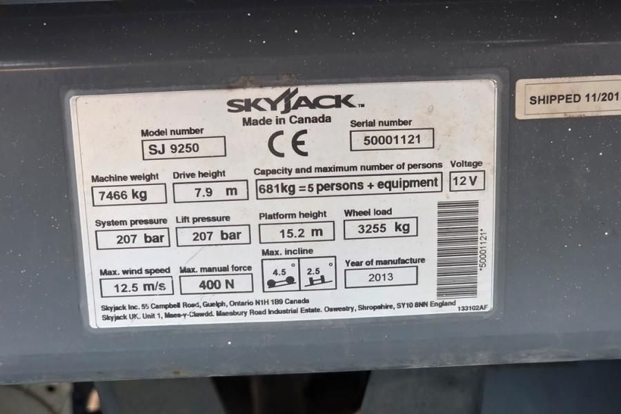SkyJack SJ9250RT Diesel, 4x4 Drive, 17.2m Working Height,