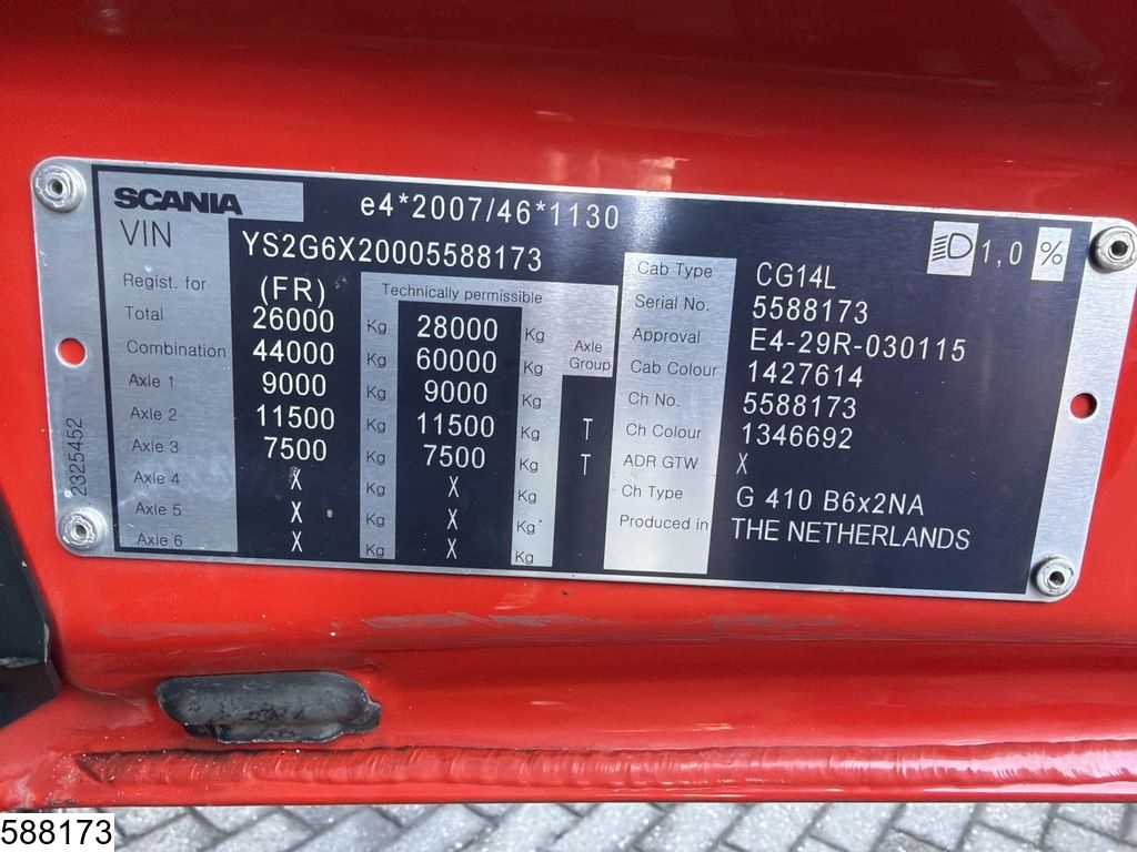 Scania G 410 XT EURO 6d, CNG, Retarder, PTO, Fassi