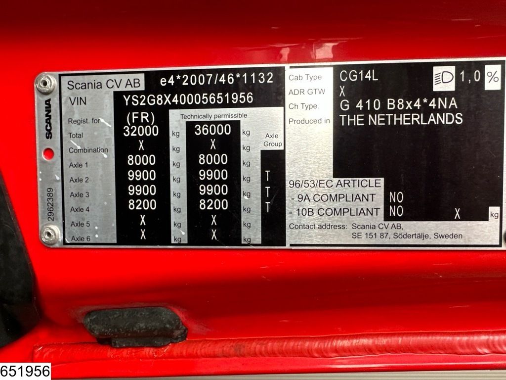 Scania G 410 XT EURO 6e, CNG, 8x4, Retarder, Fassi