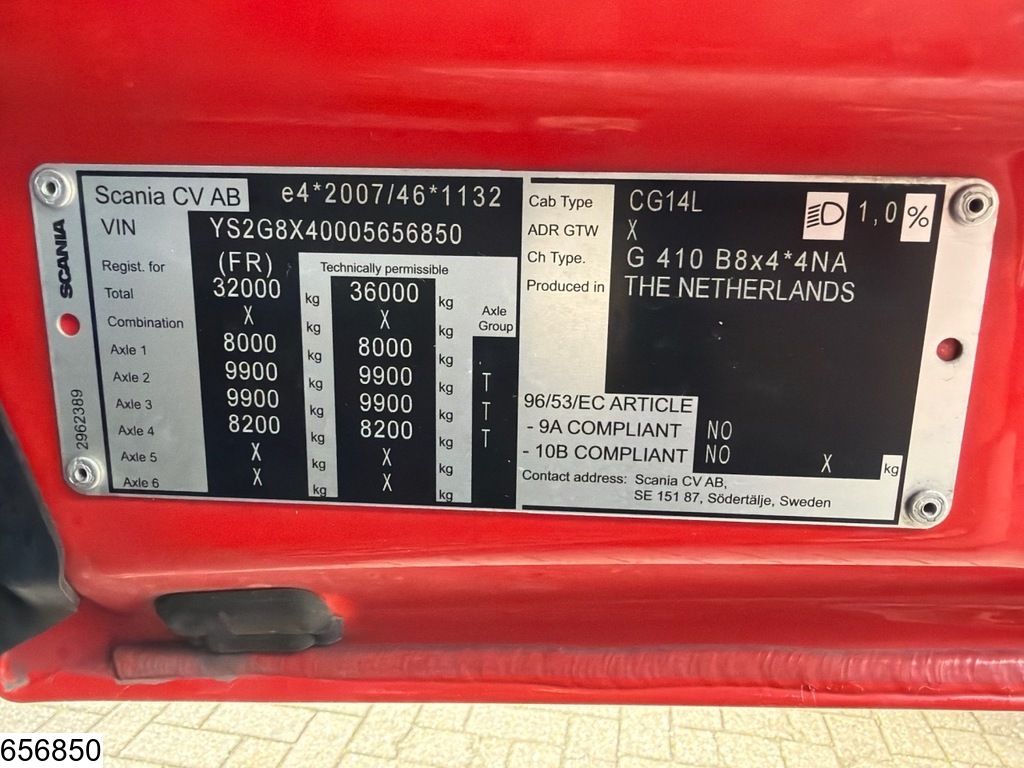 Scania G 410 XT EURO 6e, CNG, 8x4, Retarder, Fassi