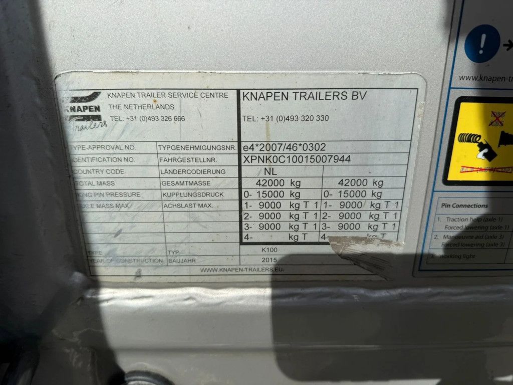 Knapen Trailers K100 K100 97m3 Cargo Floor 10MM 3 years old Liftas APK/TUV 07-2026