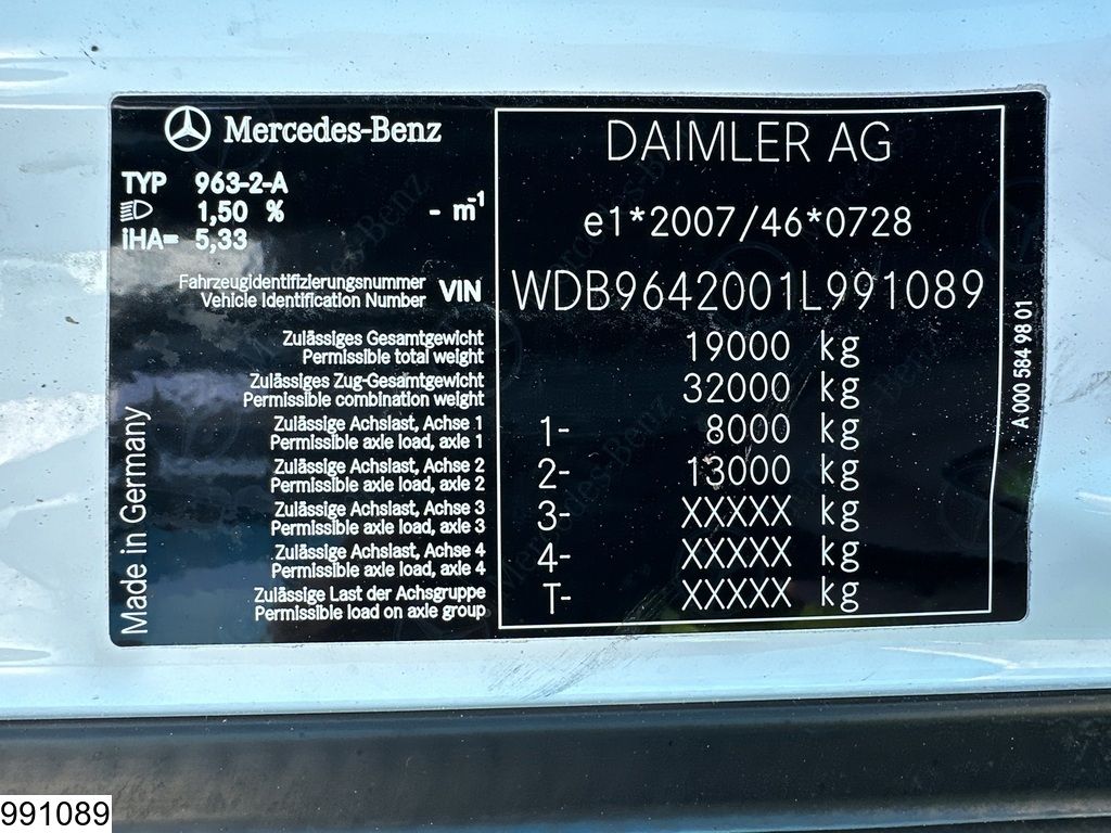 Mercedes Arocs 1830 EURO 6, Leaf spring, Hub reduction, Palfinger