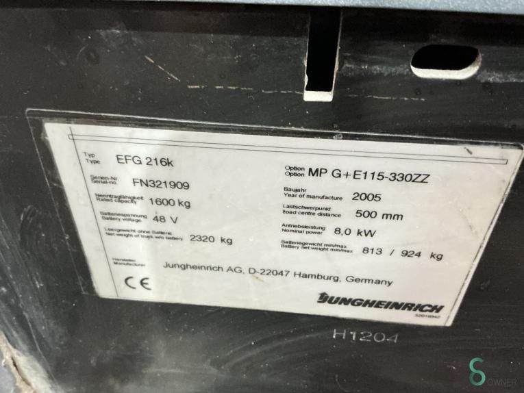 Forklifts Electric Jungheinrich EFG 216K 2005
