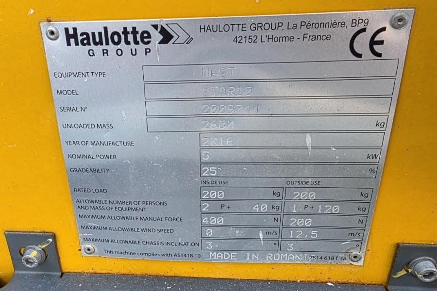 Haulotte STAR 10 Electric, 10m Working Height, 3m Reach, 20