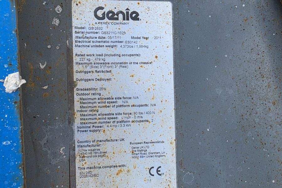 Genie GS2632 Electric, 10m Working Height, 227kg Capacit