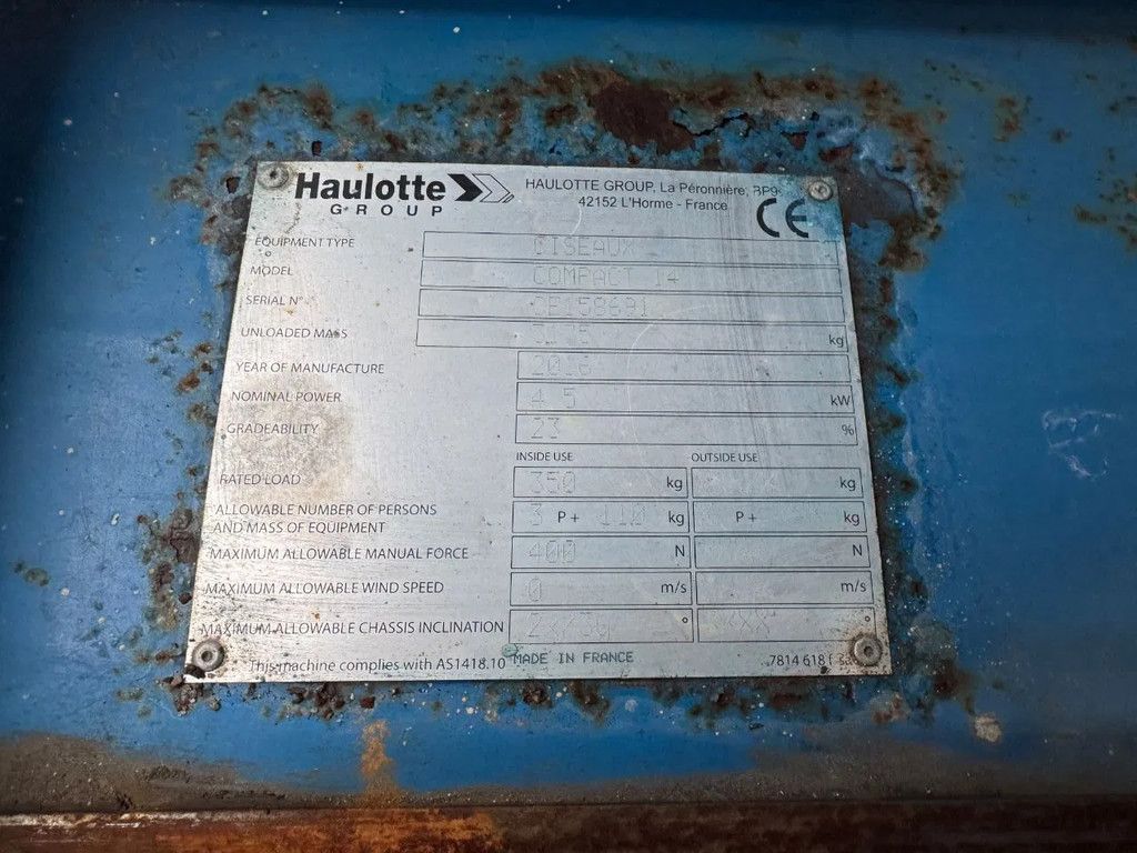 Haulotte Compact 14 Hoogwerker Schaarhoogwerker