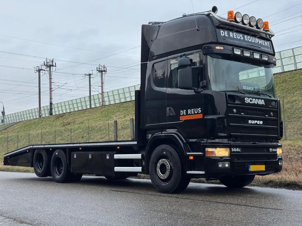 Scania R144-480 V8 Oprijwagen Machine Transporter Retarder open uitlaat