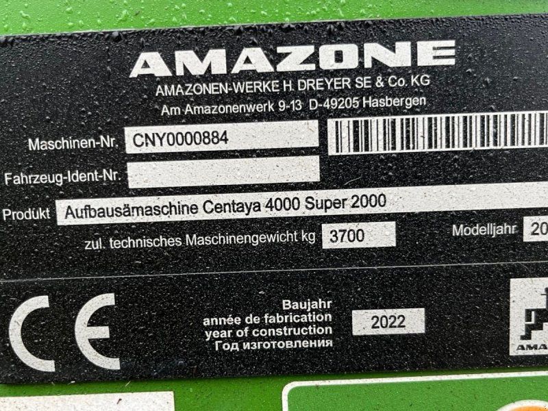 Amazone Centaya 4000 Super / KG 4001 Med frøsåmaskine