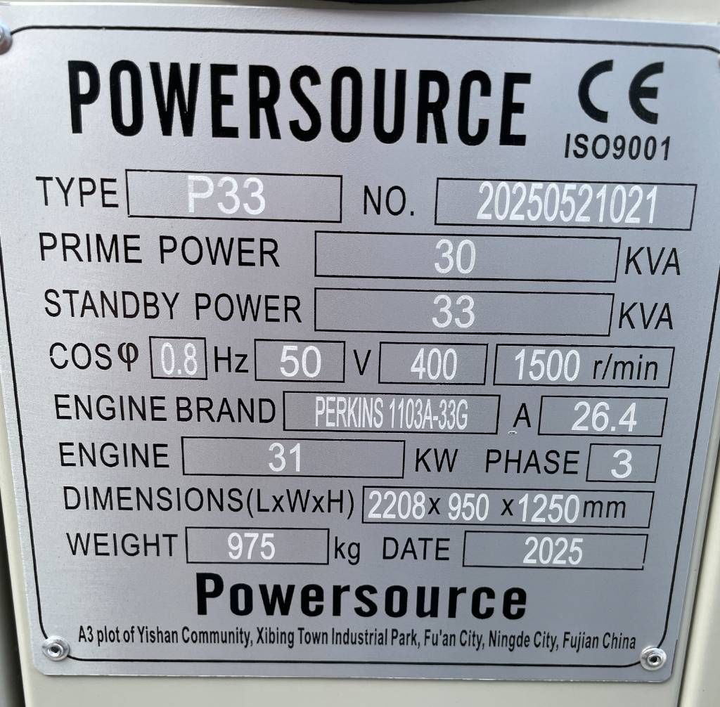 Perkins 1103A-33 - 33 kVA Generator - DPX-19802