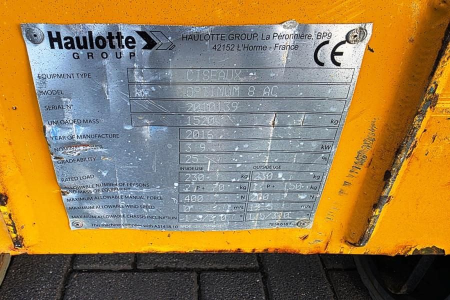 Haulotte Optimum 8 Electric, 7.77m Working Height, 230kg Ca