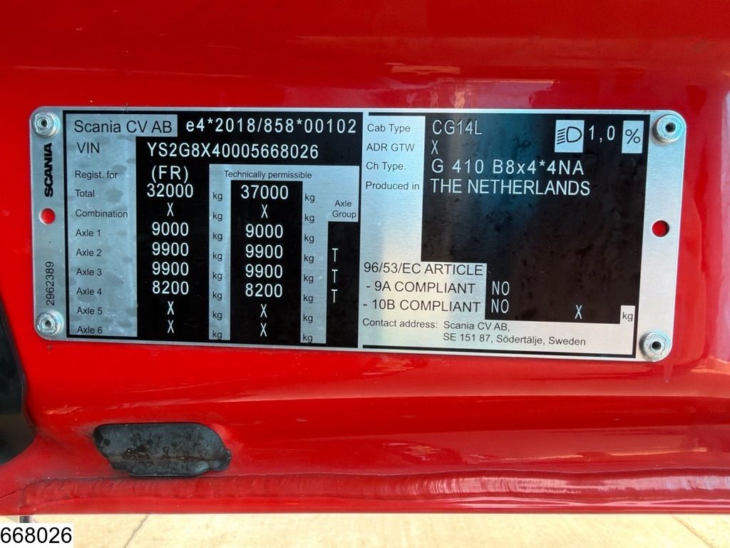 Scania G 410 6e, CNG, 8x4, Retarder, Fassi