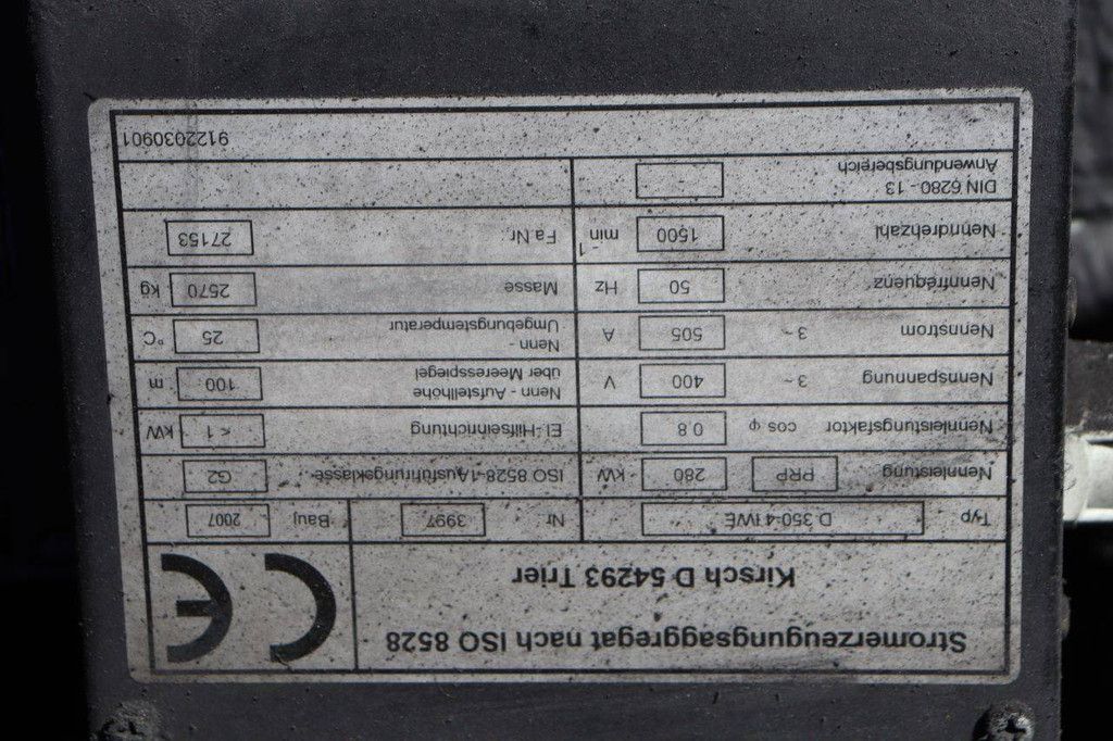 Generator Kirsch D350-4IWE Diesel 350kVA 2007