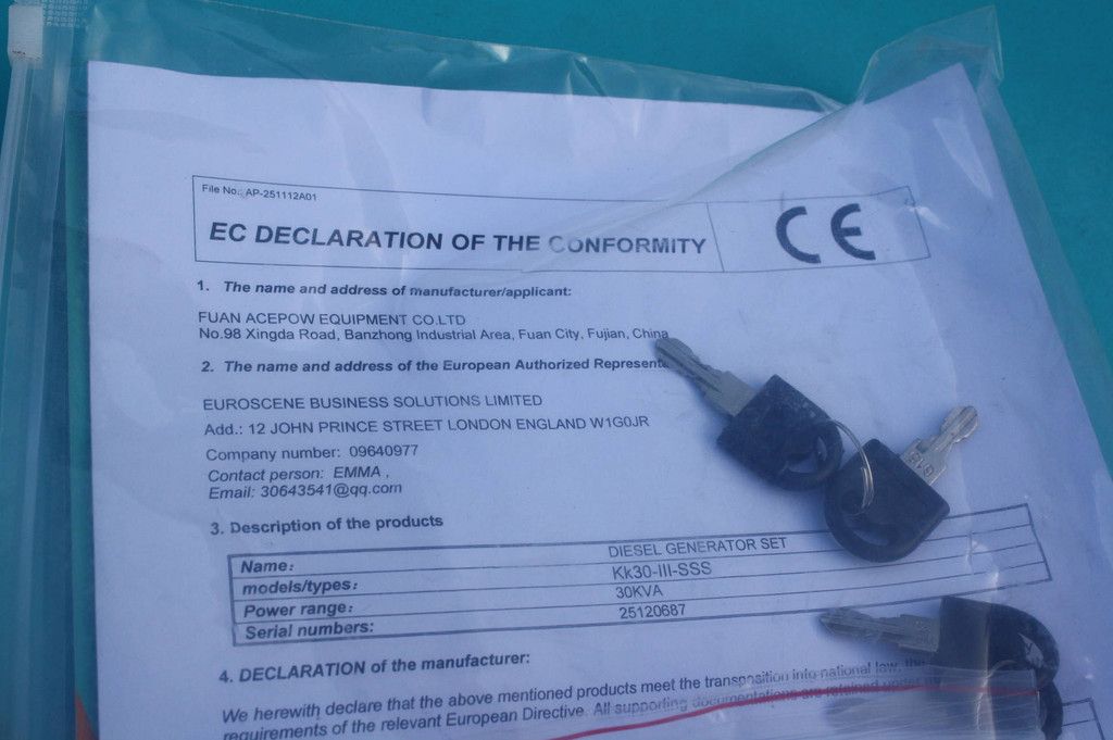 Generator Silent KK30-III-SSS Diesel 2025 30kVA New