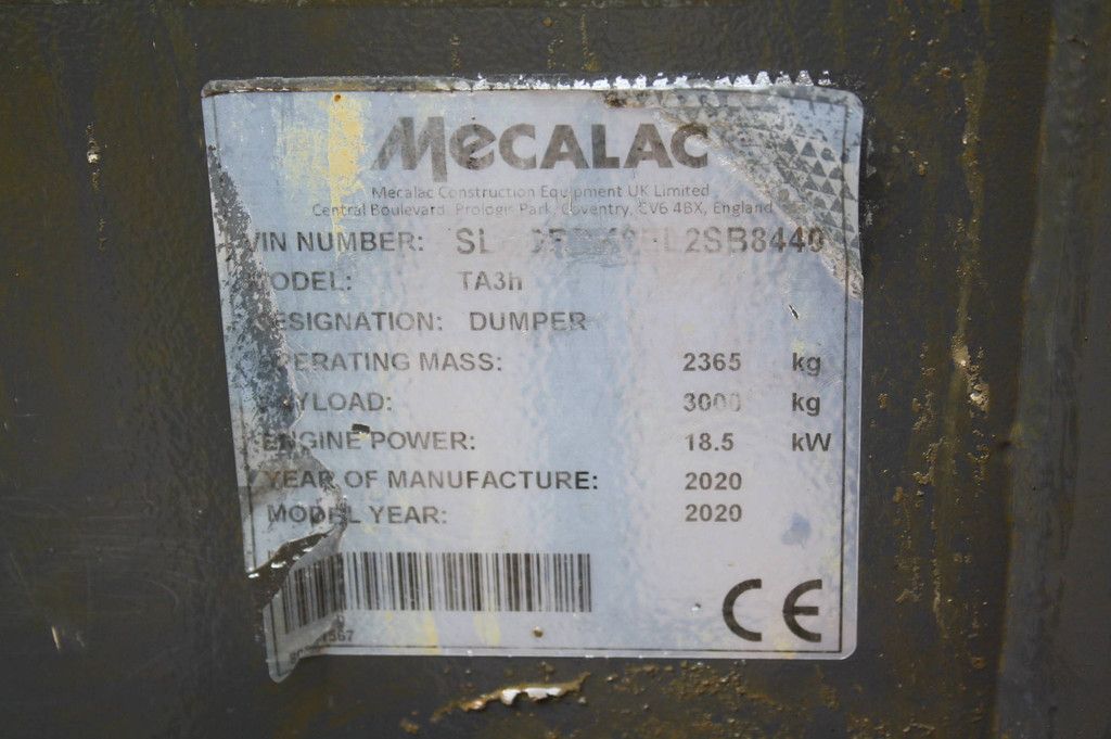 Dumper Mecalac TA3h Diesel 3000kg 2020