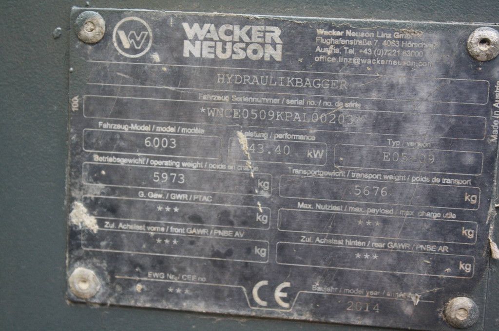 Wacker Neuson 6003 Diesel-Raupenbagger 2014