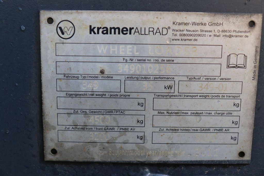 Kramer 349 Diesel Wheel Loader 2012