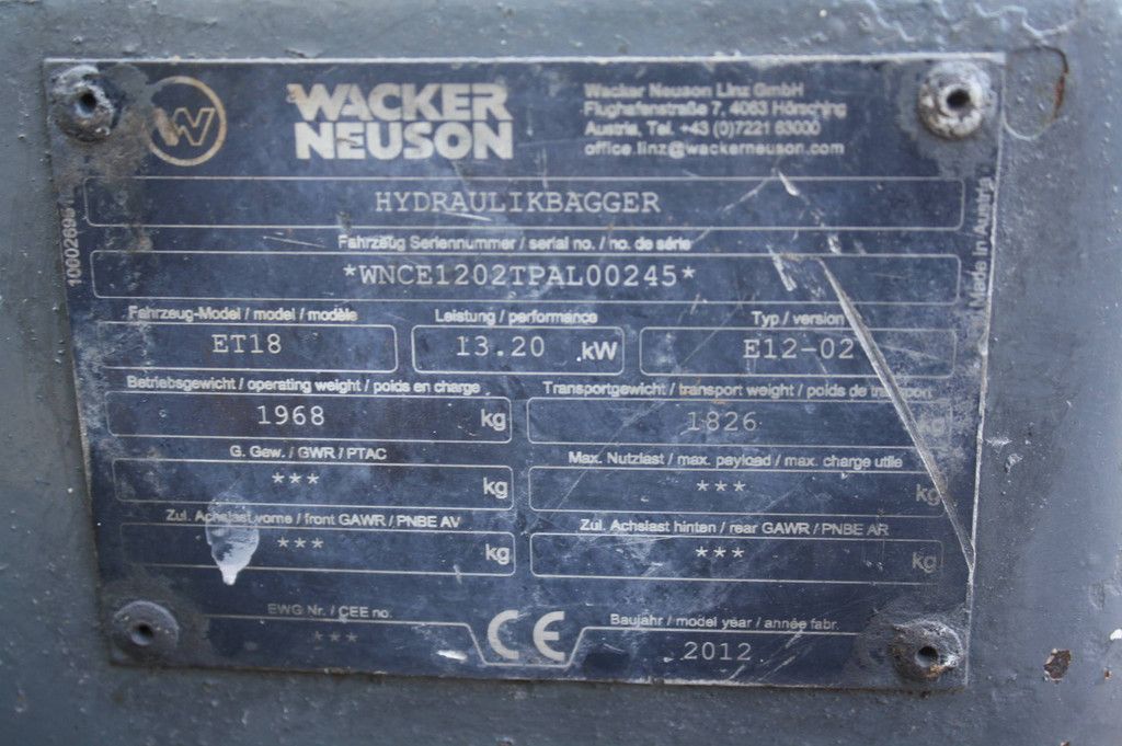 Minibagger Wacker Neuson ET18 Diesel 2012
