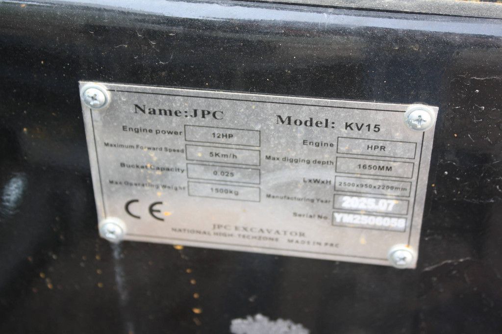 Mini Excavator JPC KV15 Diesel 2025 New