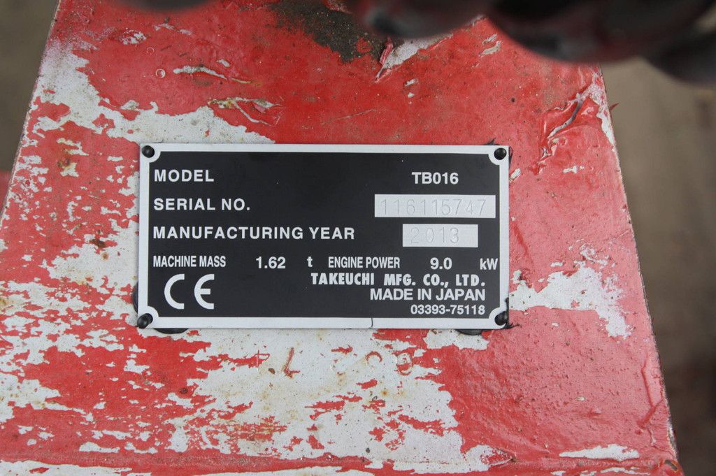 Mini excavator Takeuchi TB016 Diesel 2013