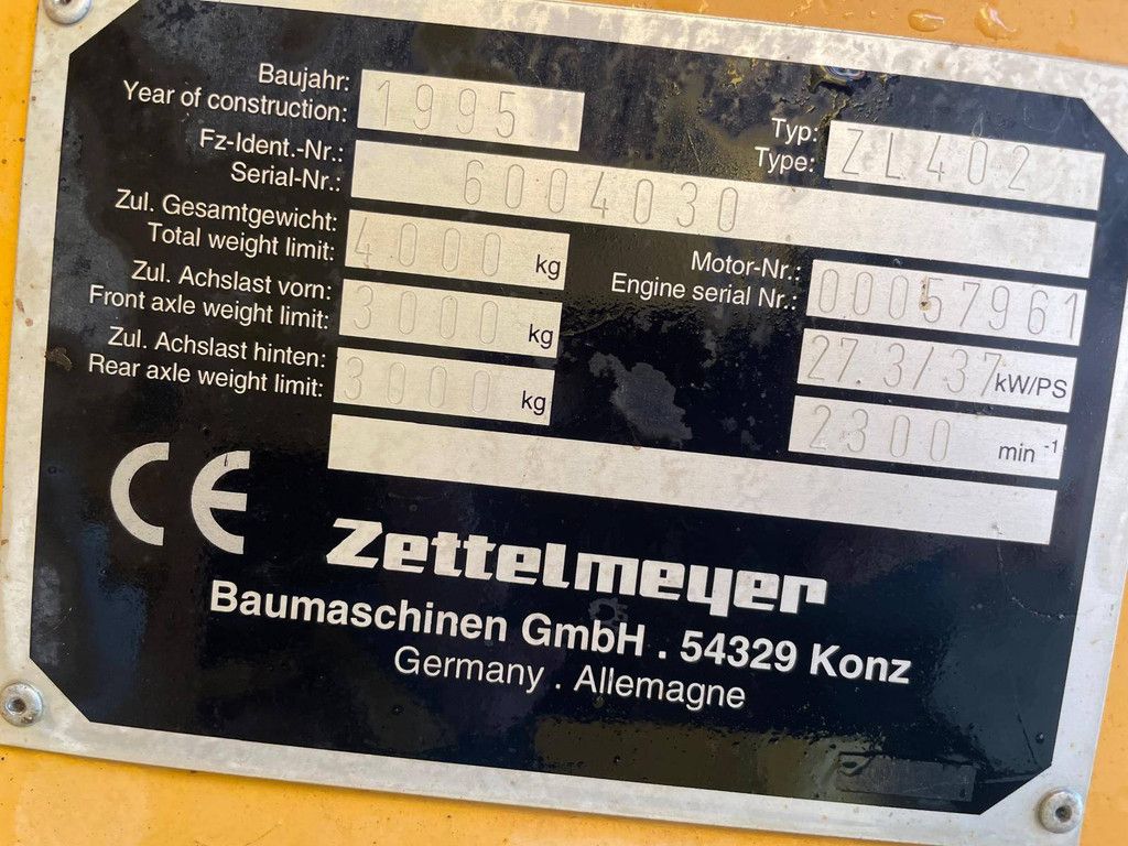 Wiellader Zettelmeyer ZL402 Diesel 1995