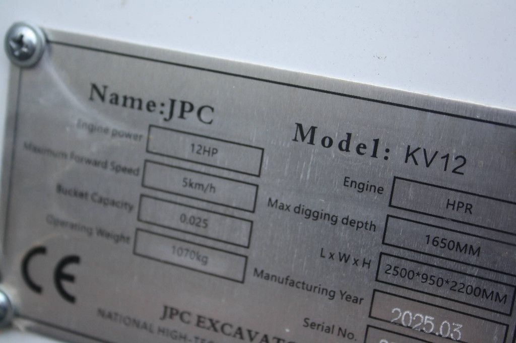Minibagger JPC KV12 Diesel 2025 Neu