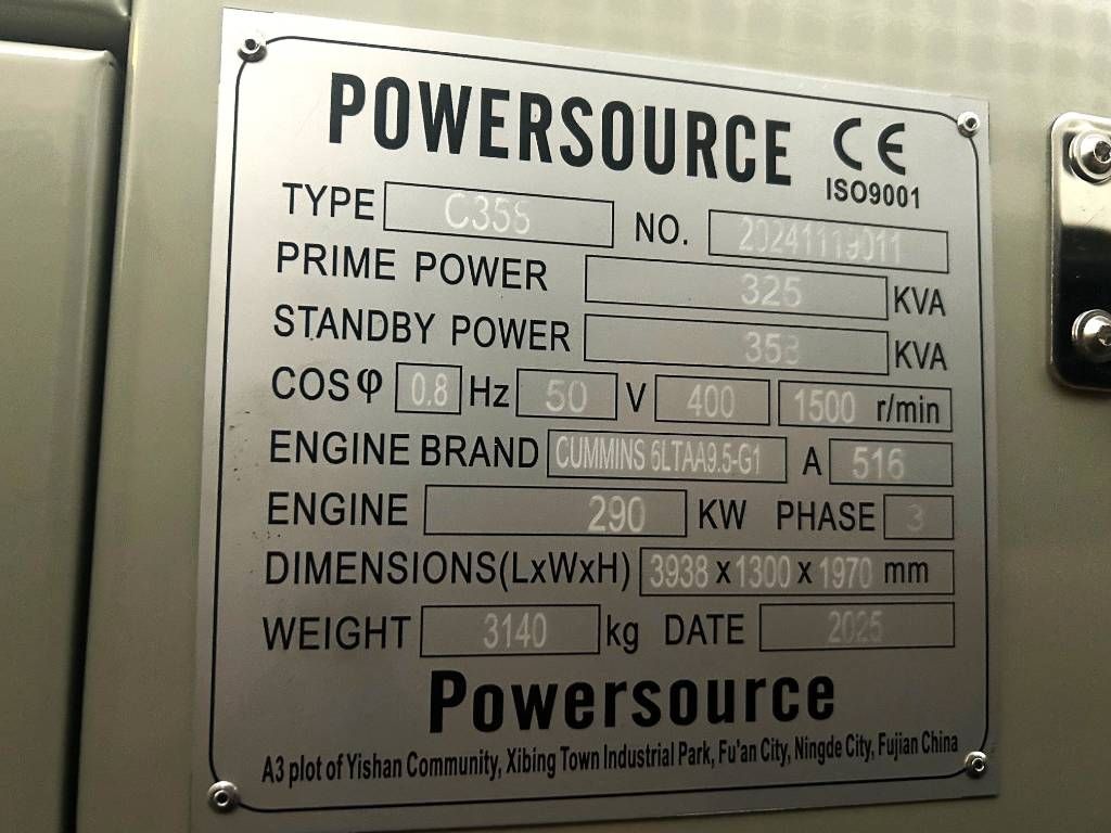 Cummins 6LTAA9.5-G1 - 360 kVA Generator - DPX-19843