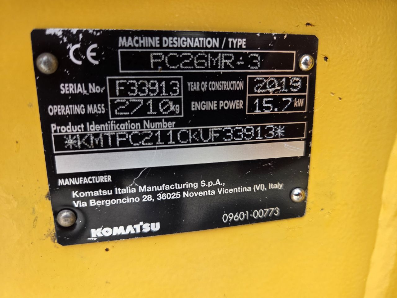 Komatsu PC26MR (2019) 2710kg minigraver