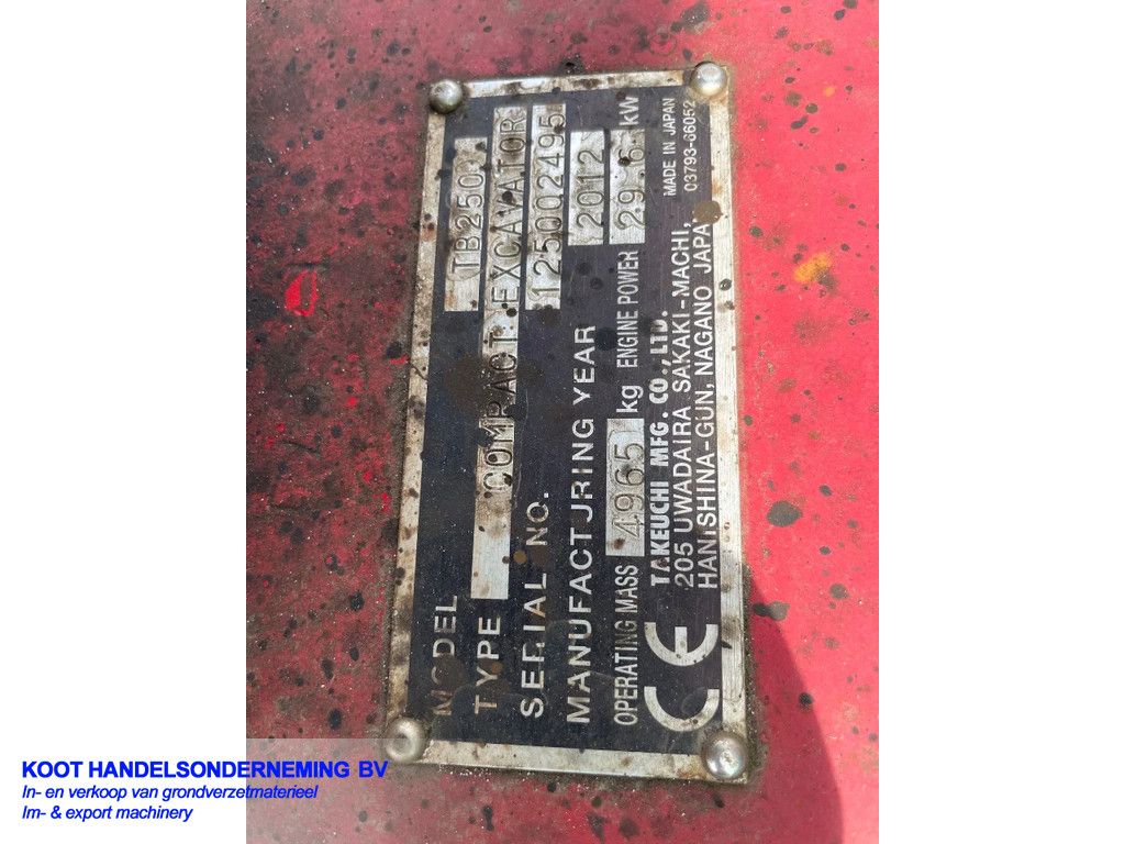 Takeuchi TB 250 5250 uur+Sorteergrijper
