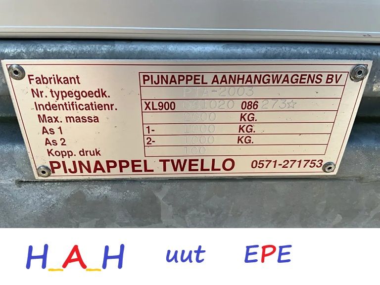 PIJNAPPEL PTA-2003, Bjr.: 2024 / 2.000 Kg. // van 1ste eigenaar.