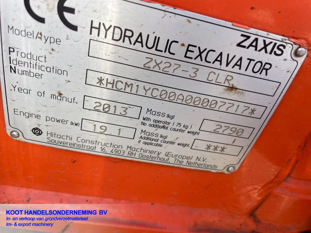 Hitachi Zx 27 (Top) + Sorteergrijper