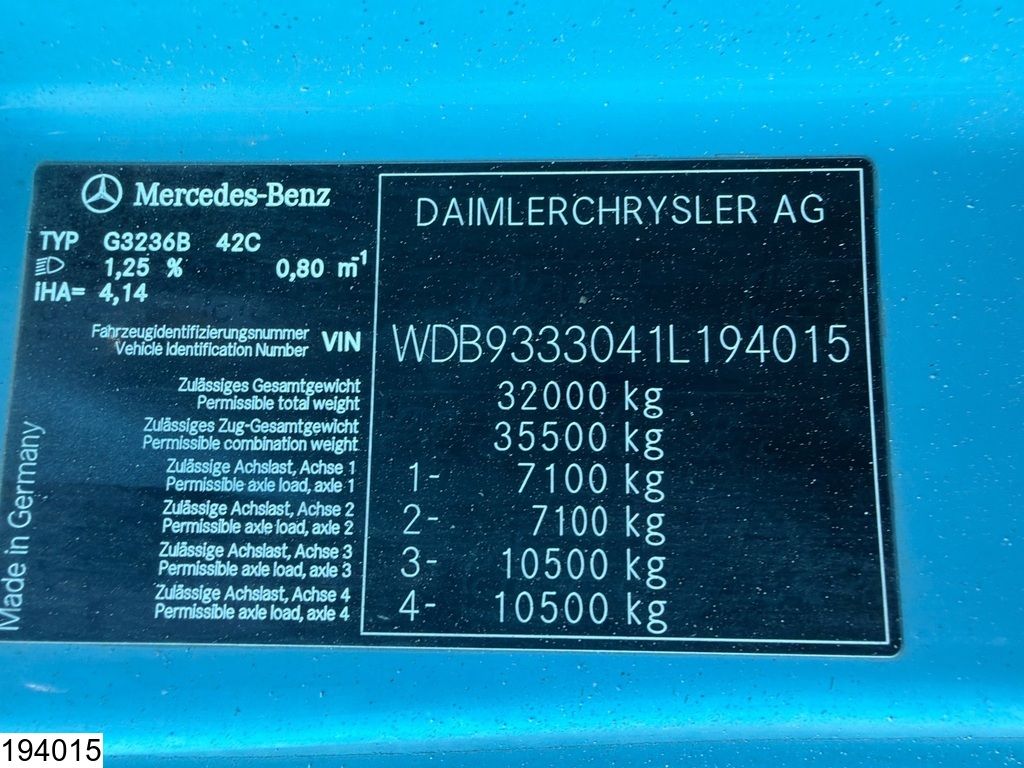 Mercedes Actros 3236 8x4, PTO, Steel suspension